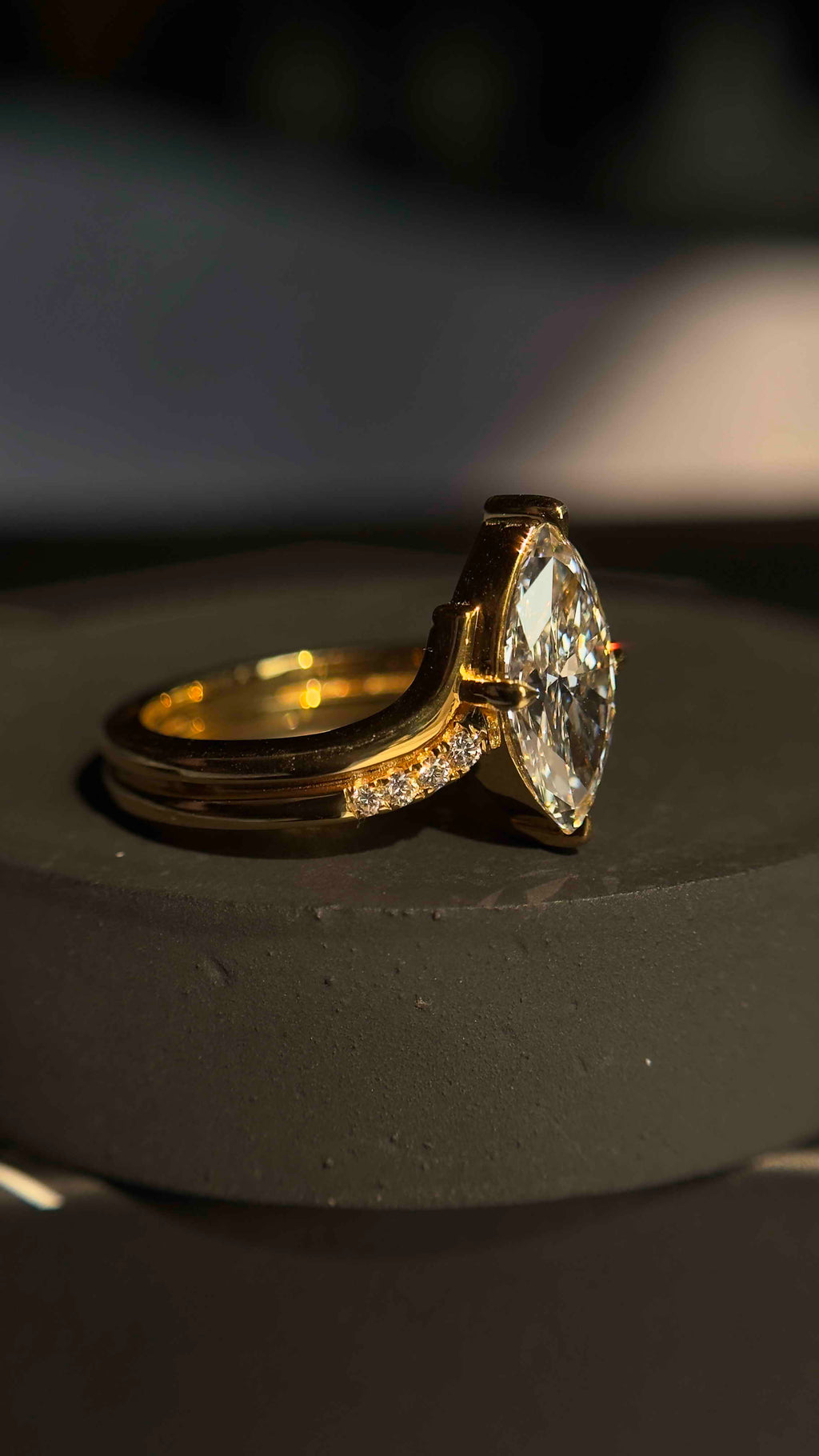 925 Sterling Silver Moissanite Diamond Marquise Ring