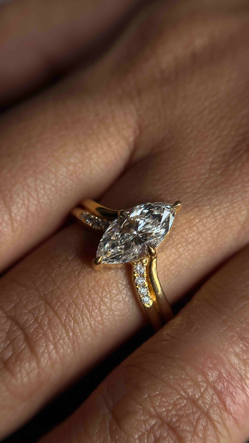 925 Sterling Silver Moissanite Diamond Marquise Ring