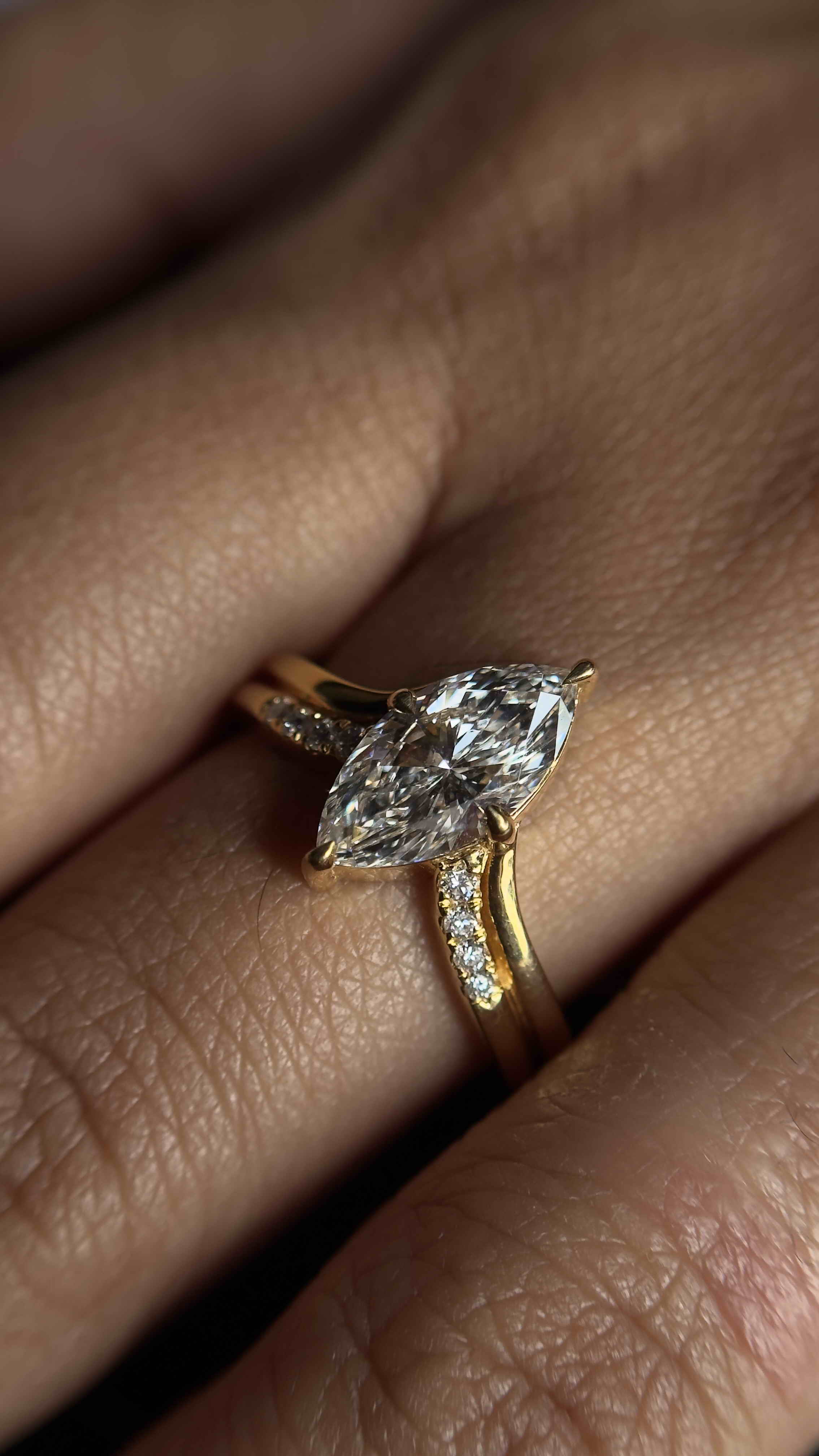 925 Sterling Silver Moissanite Diamond Marquise Ring