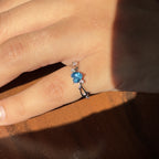 925 Sterling Silver Blue Heart Solitaire Ring