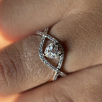 925 Sterling Silver White Heart Moissanite Diamond Ring