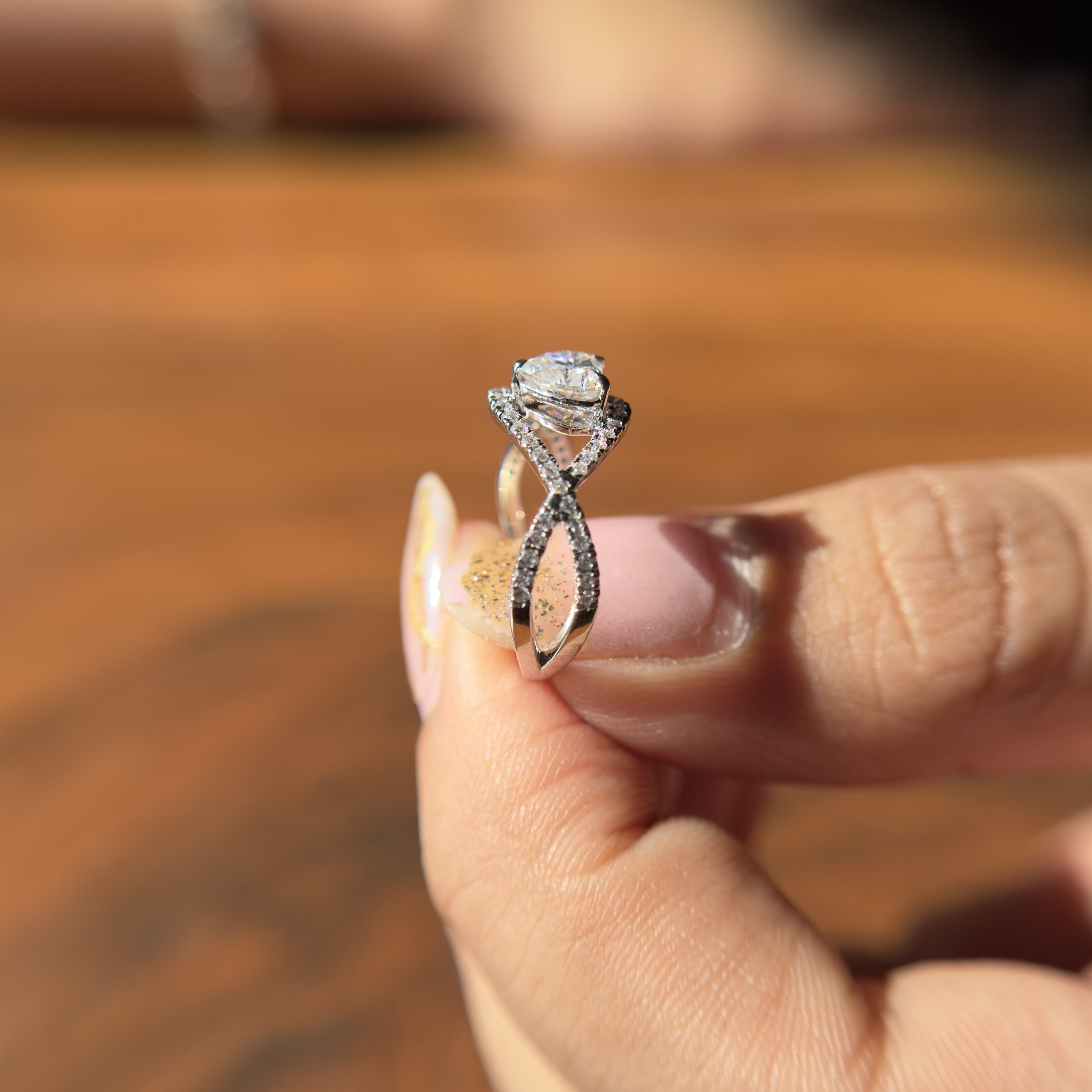 925 Sterling Silver White Heart Moissanite Diamond Ring