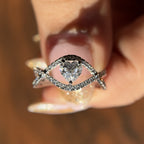 925 Sterling Silver White Heart Moissanite Diamond Ring