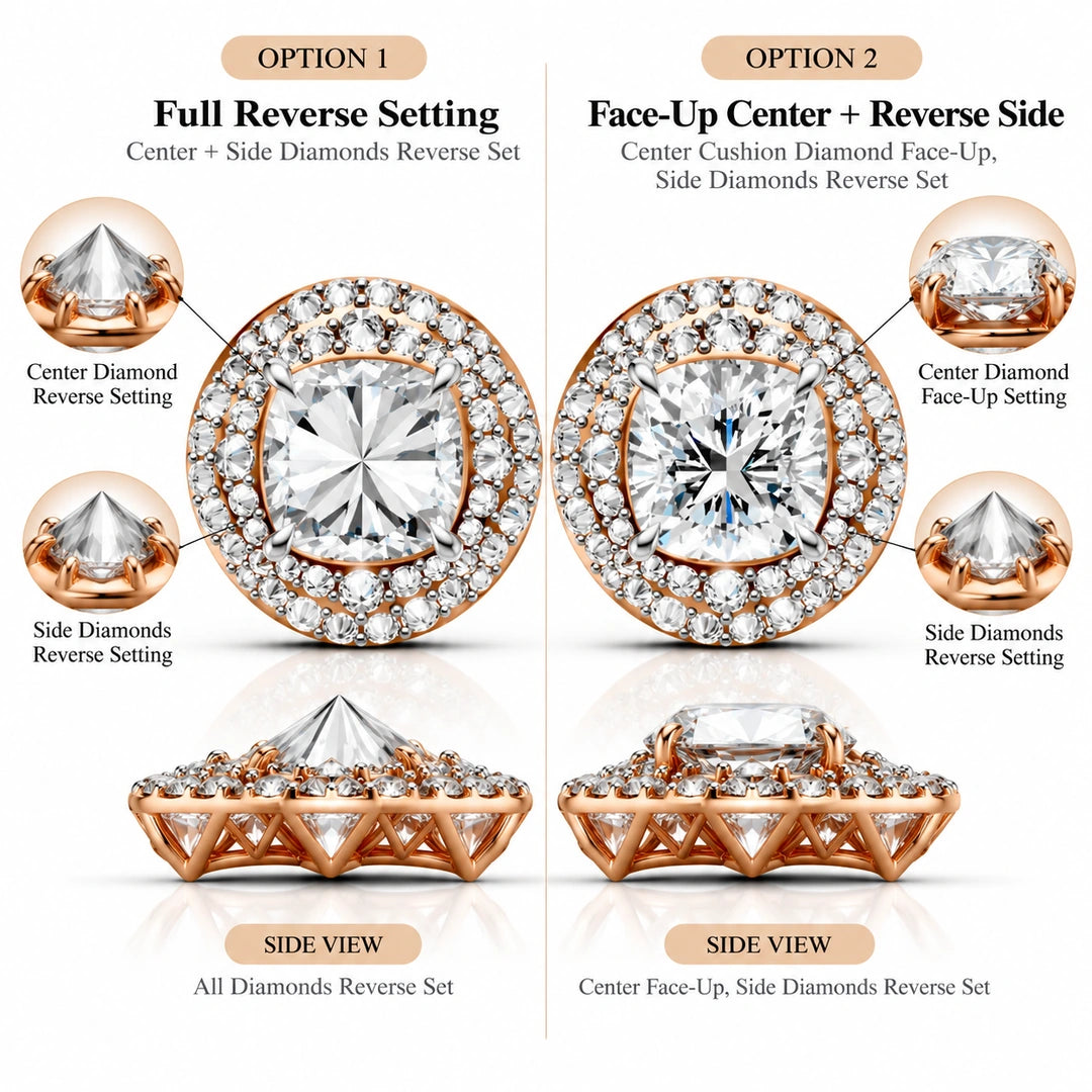 Cushion Cut Diamond Halo Stud Earring (1 PC)