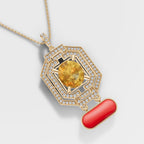 925 Sterling Silver Astrological Pendant with Moissanite Diamond, Yellow Sapphire (Pukhraj) & Red Coral (Moonga)