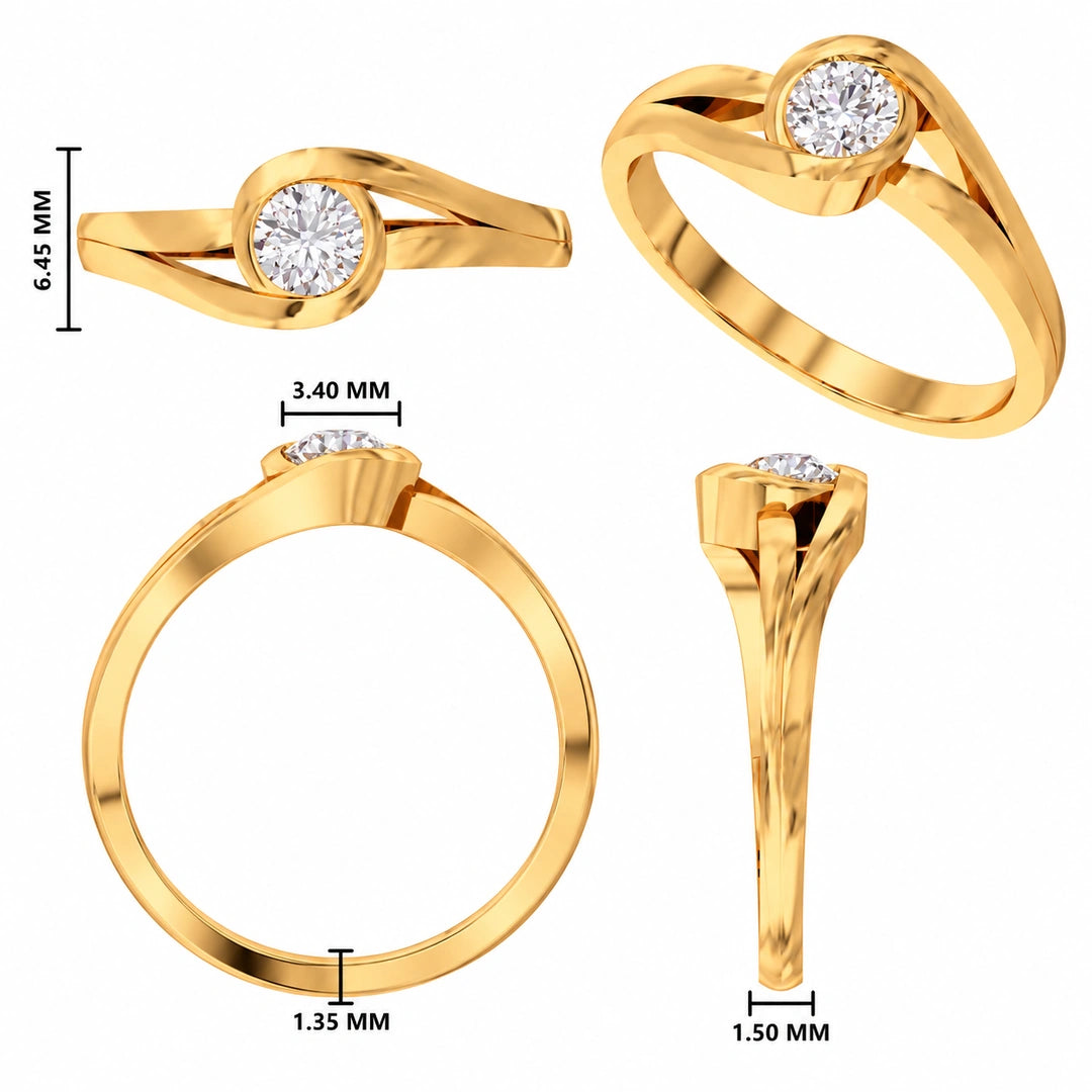 Round Solitaire Swirl Ring