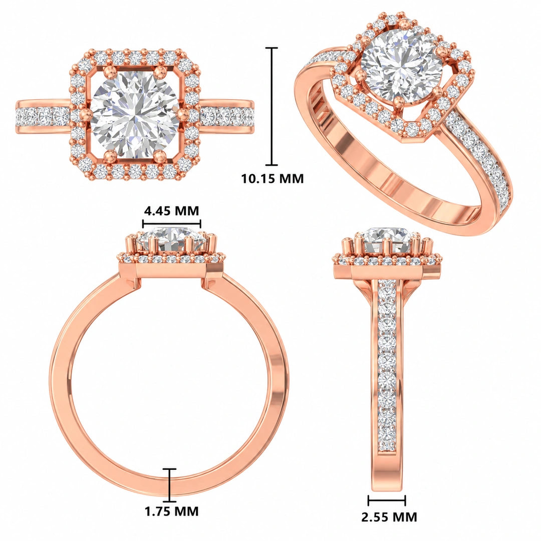 Round Halo Solitaire Ring