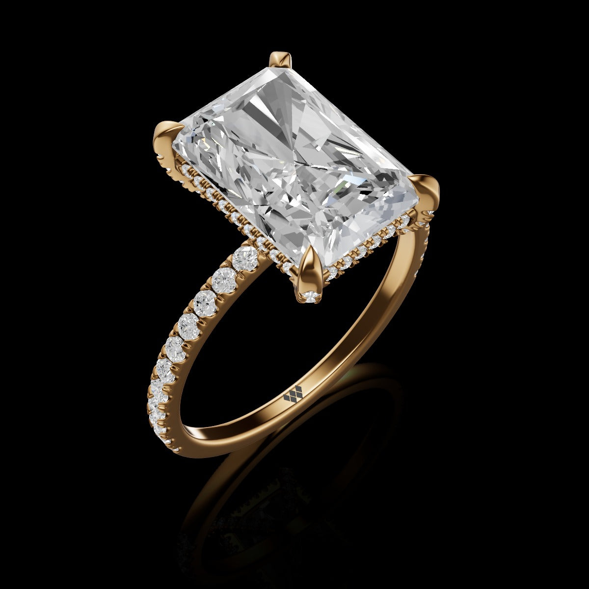 925 Sterling Silver Radiant-Cut Moissanite Diamond Ring