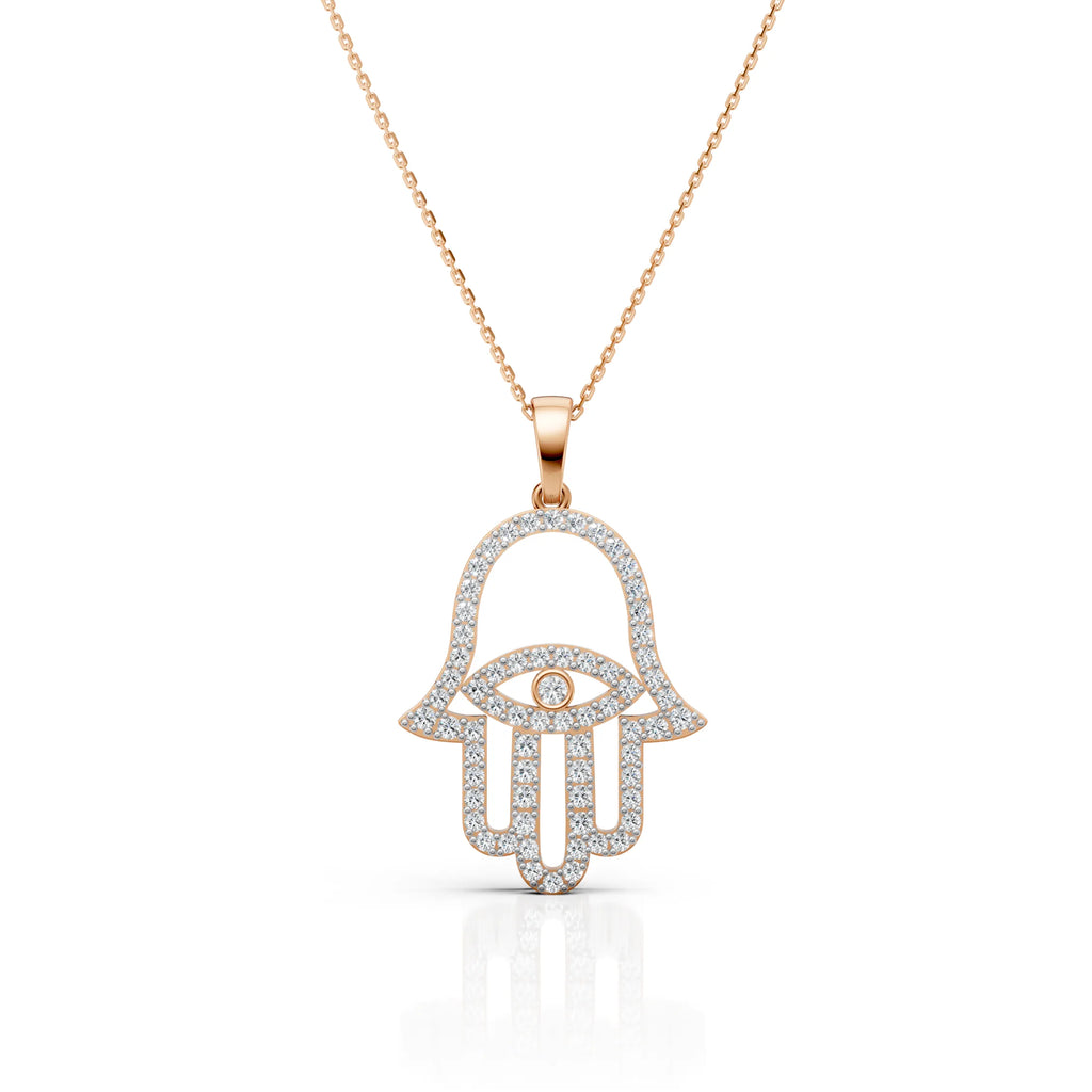 Luxury Diamond Hamsa Hand Pendant
