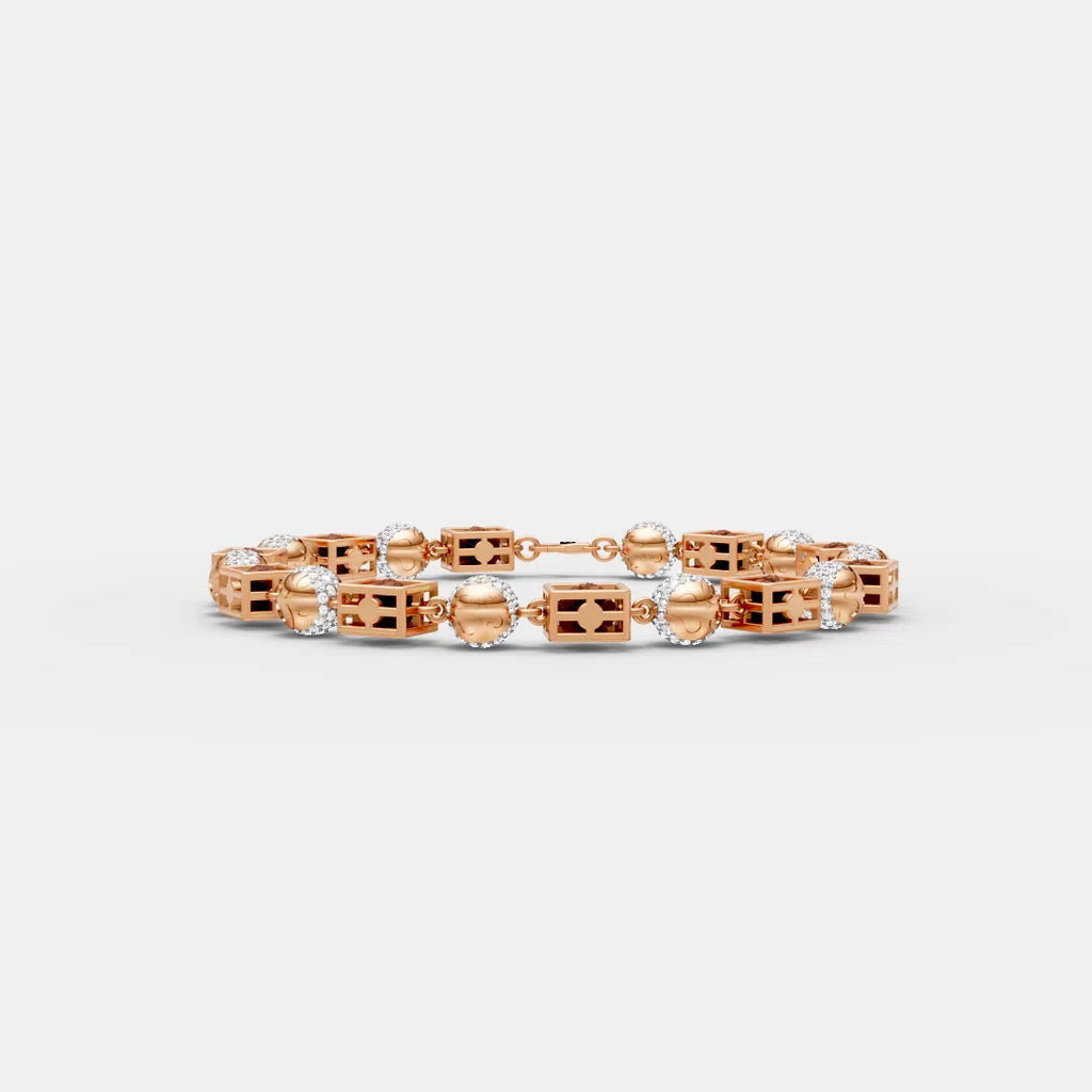 Rudraksha & Moissanite Link Bracelet – Divine Style with Spiritual Power