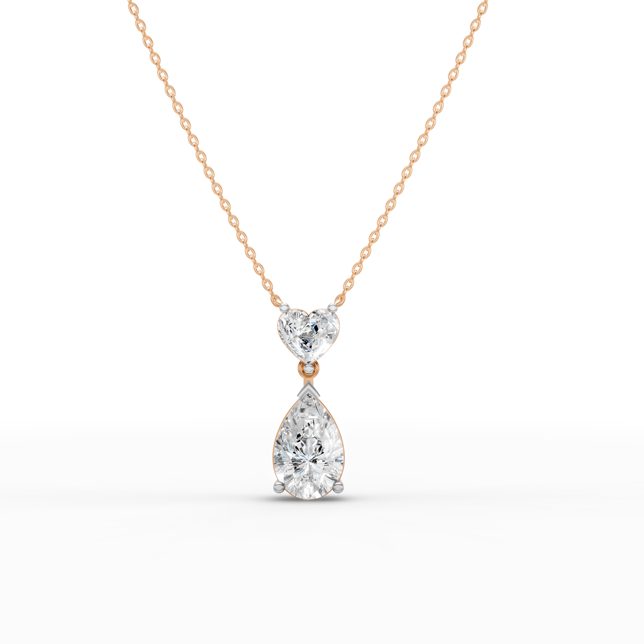 925 Sterling Silver Heart & Pear Drop Moissanite Diamond  Pendant