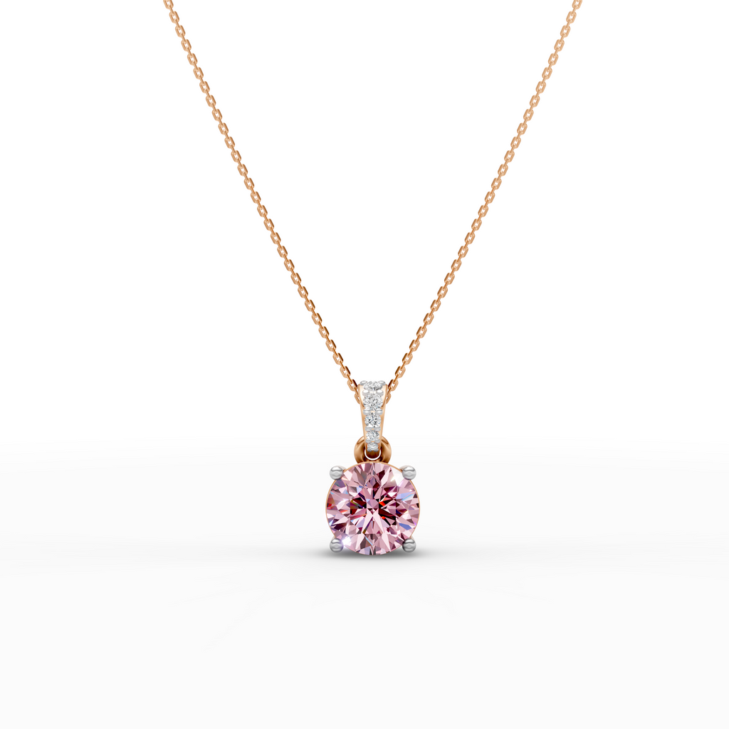 2 CT Pink Portuguese CutPendant With Chain