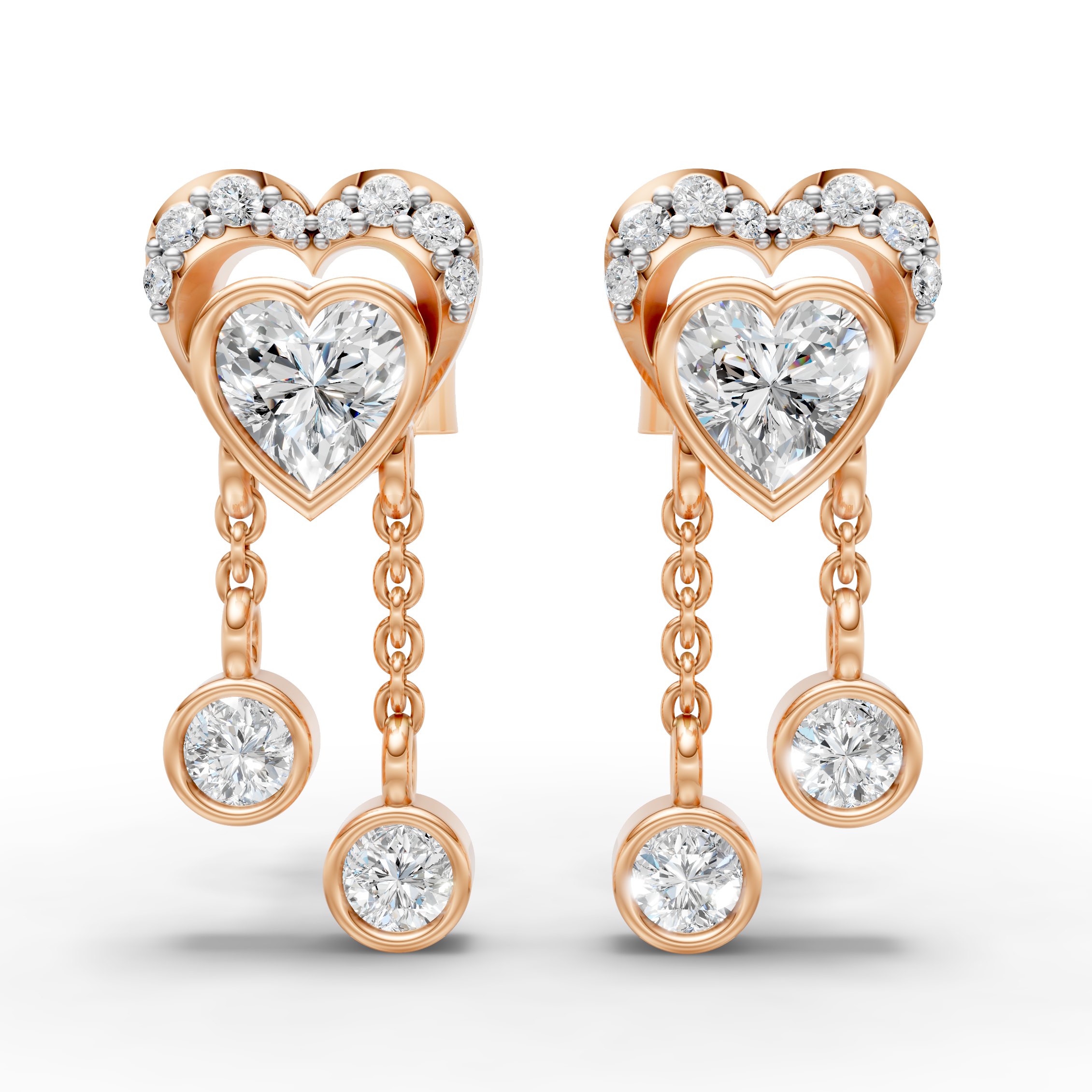 Heart Shaped with Hanging Earring ( 1 Pair )