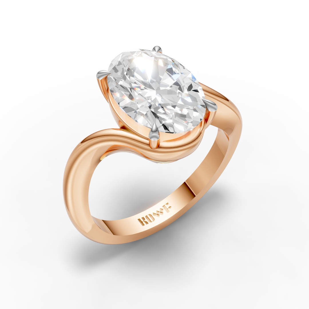 925 Sterling Silver Oval Solitaire Moissanite Diamond Ring