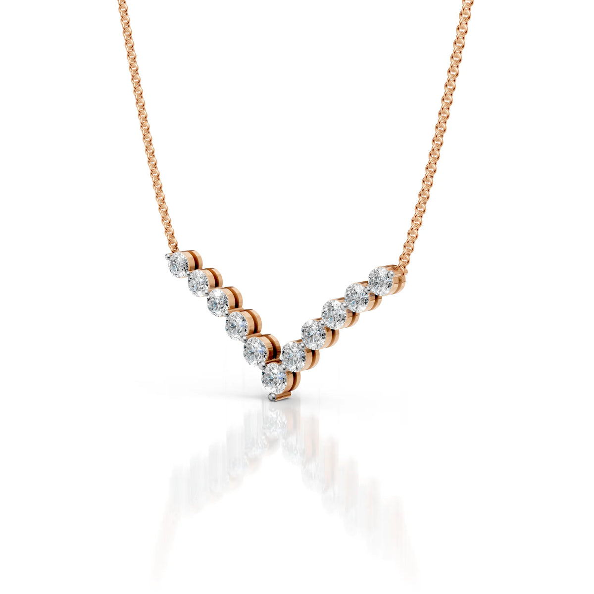 Chevron Diamond Station Necklace