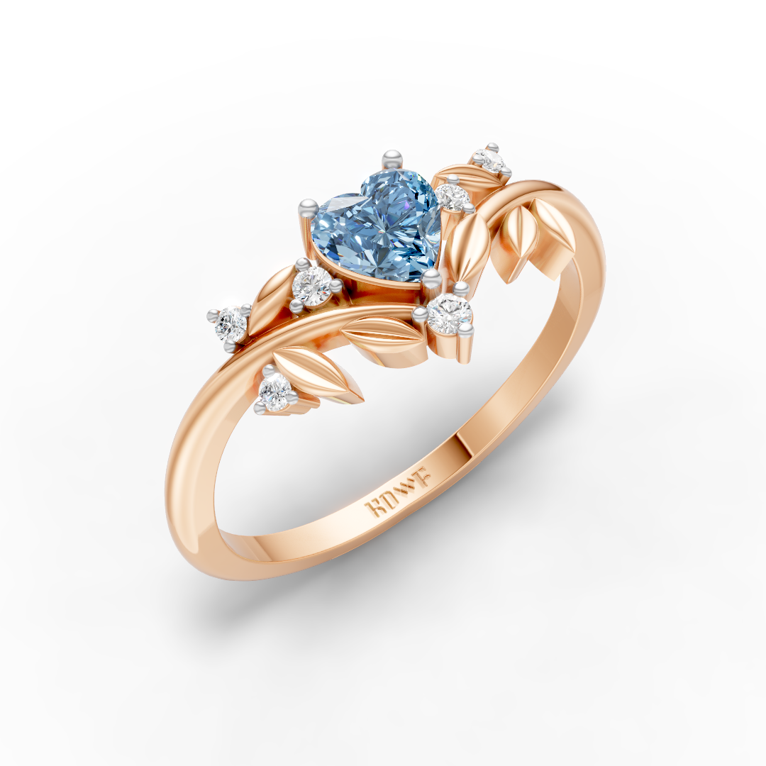 Blue Heart Leaf Ring