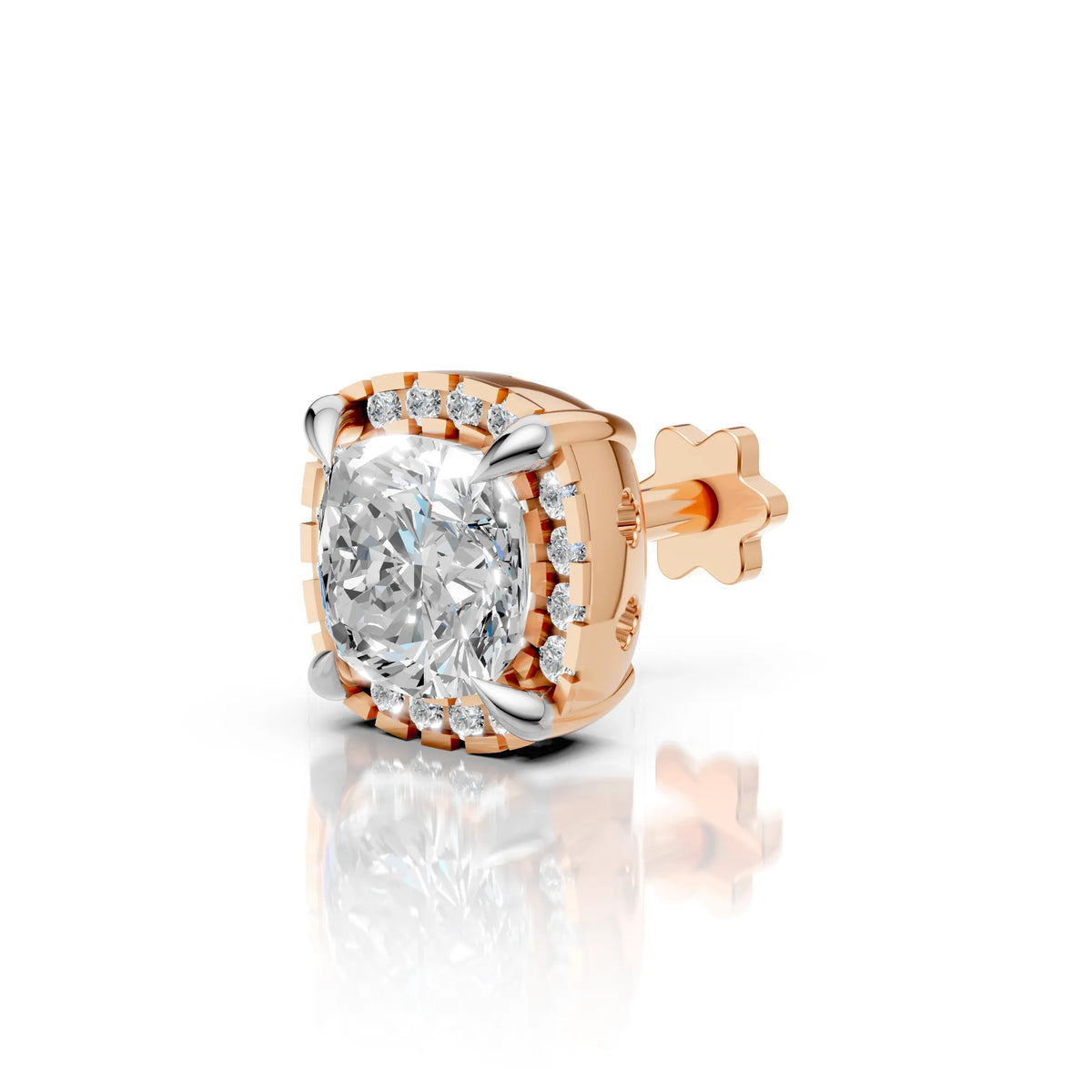Cushion Cut Halo Diamond Stud (1 PC)