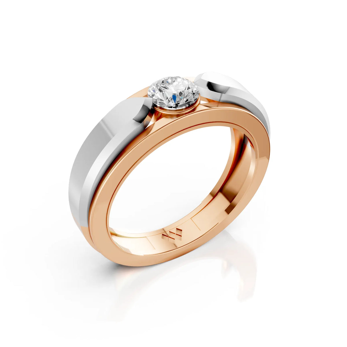 Two-Tone Solitaire Band Ring