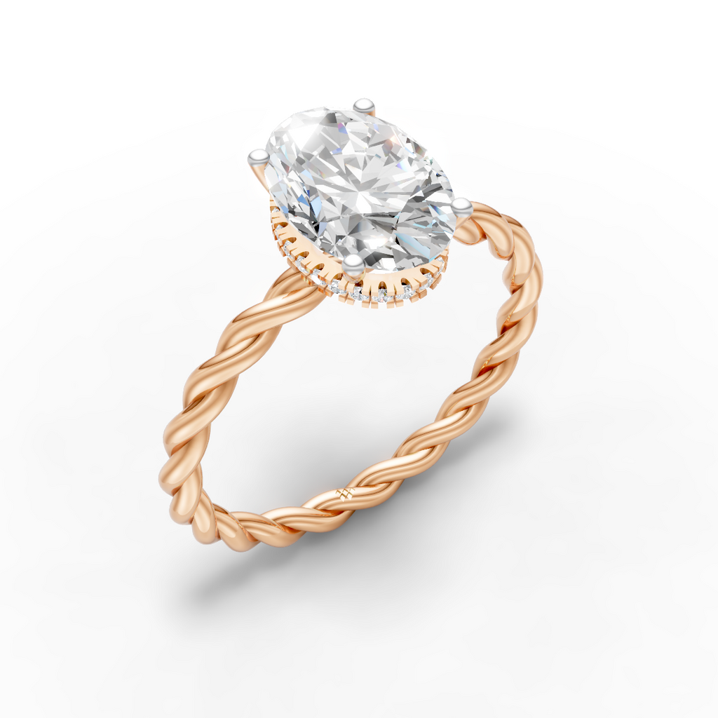 Twisted Oval Solitaire Ring