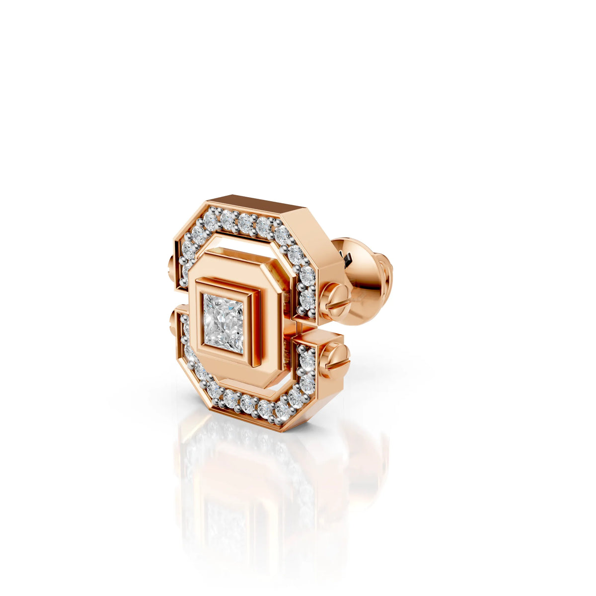Princess Cut Geometric Diamond Stud (1 PC)