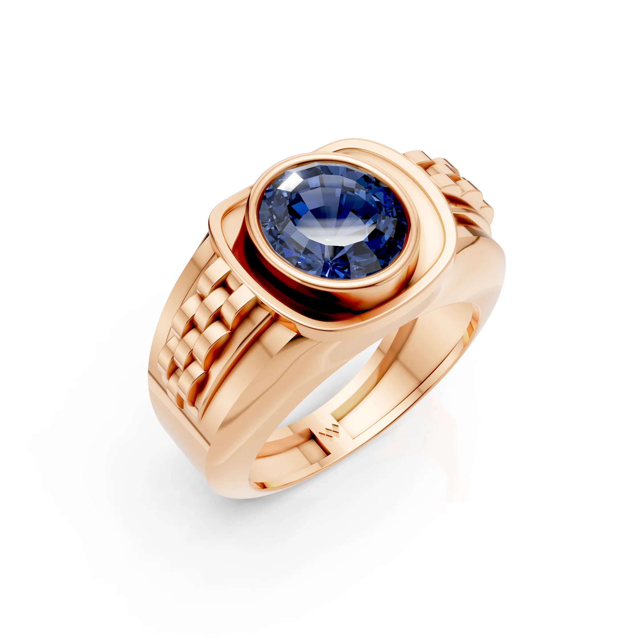 Silver Ring with Blue CZ Diamond