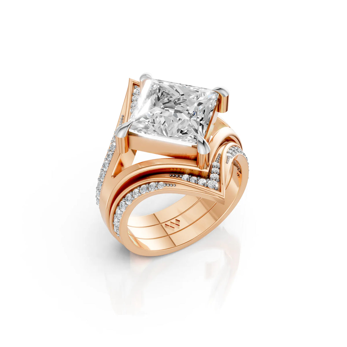 Royal Princess Cut Diamond Ring Set