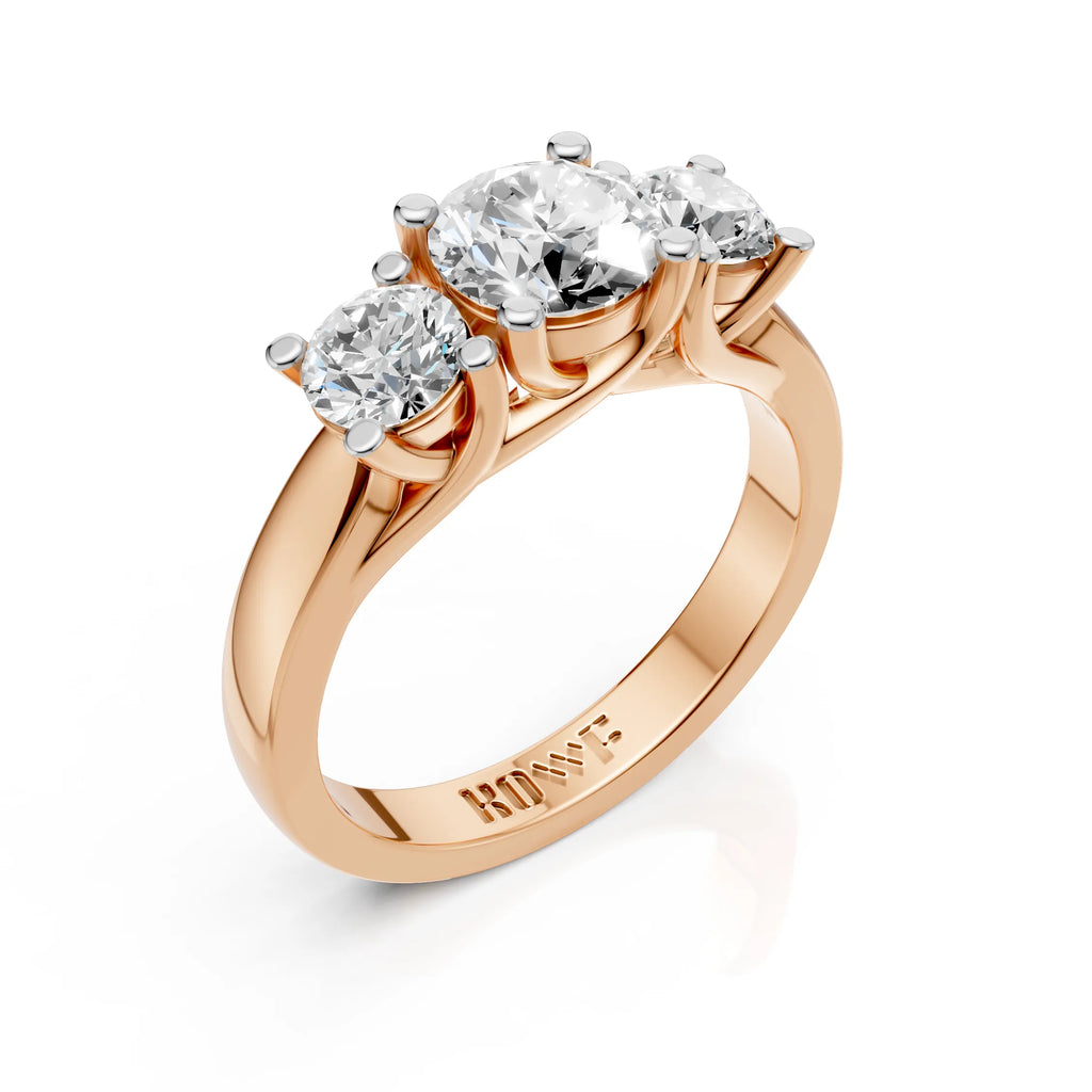 Elegant Round Cut Three Stone Diamond Ring