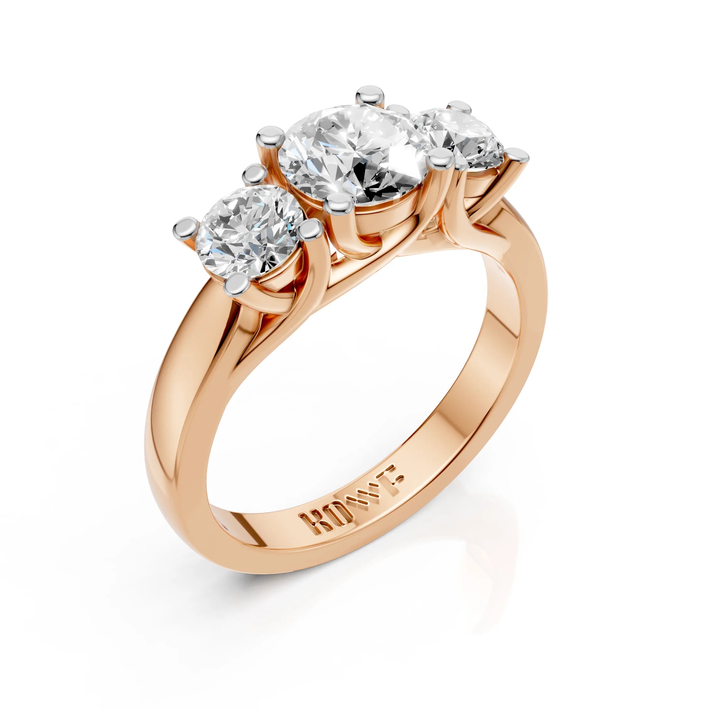 Elegant Round Cut Three Stone Diamond Ring