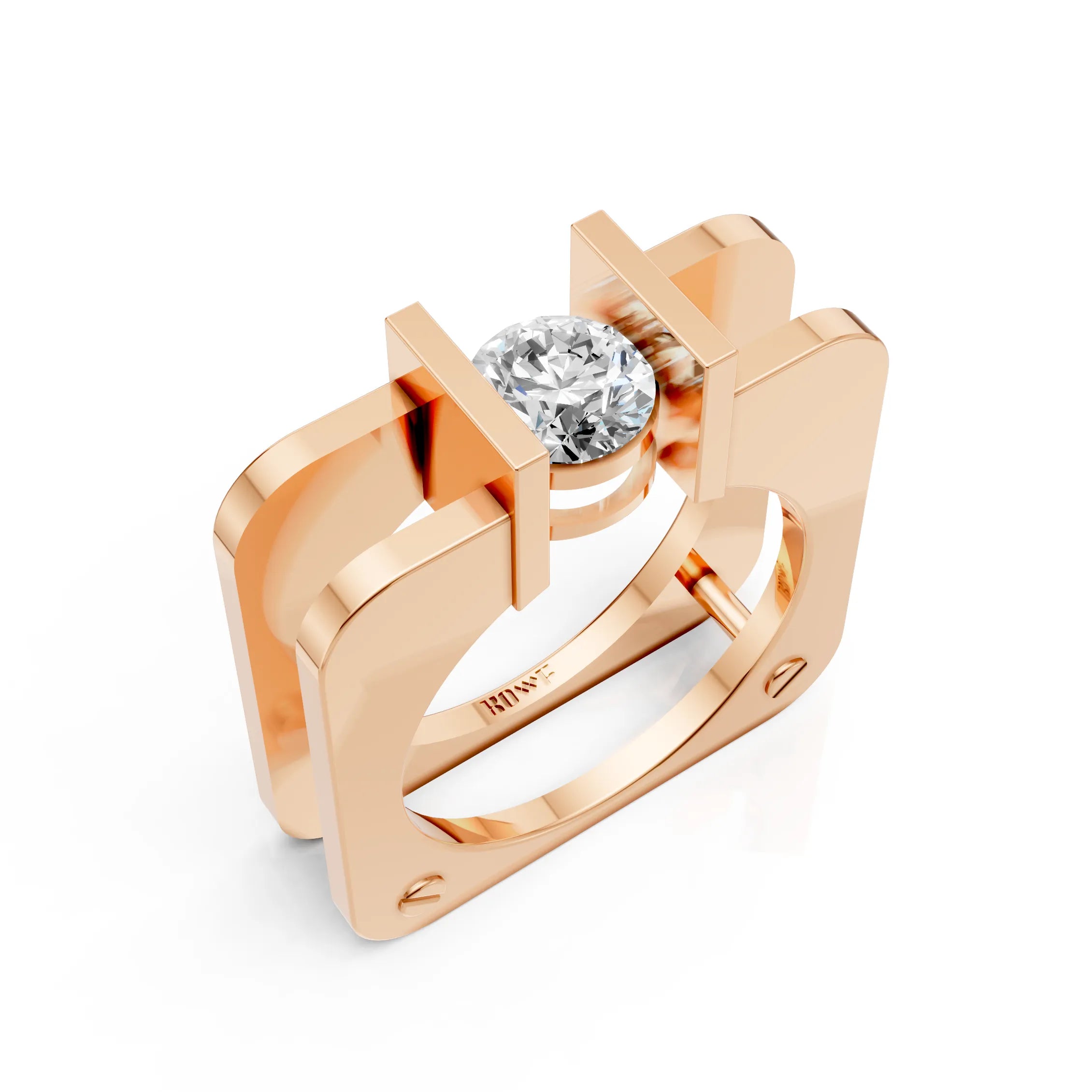 Modern Square Solitaire Ring