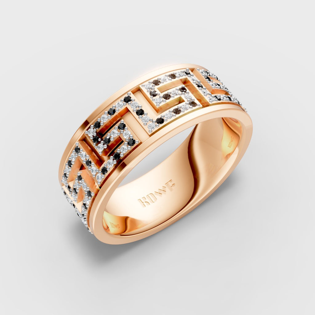 Iced Geometric Pattern Band Ring