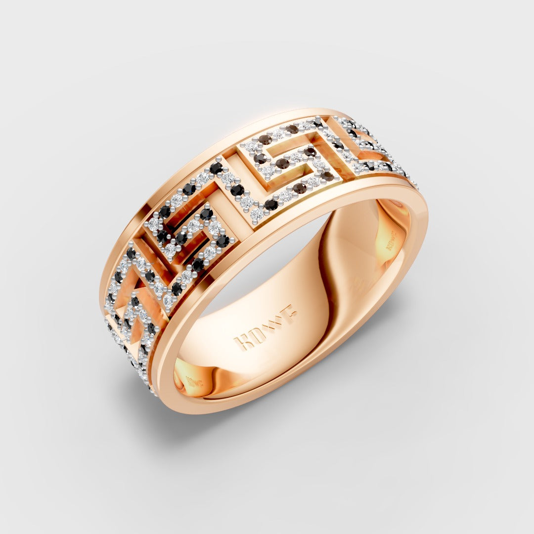 Iced Geometric Pattern Band Ring