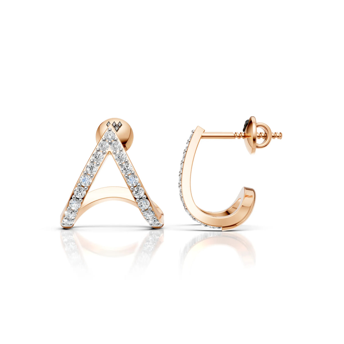 Triangle Diamond Open Hoop Earring