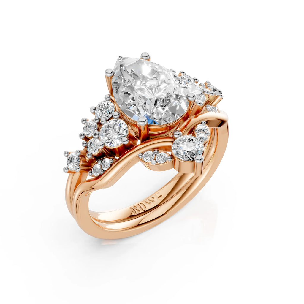 Pear Solitaire Diamond Bridal Ring Set