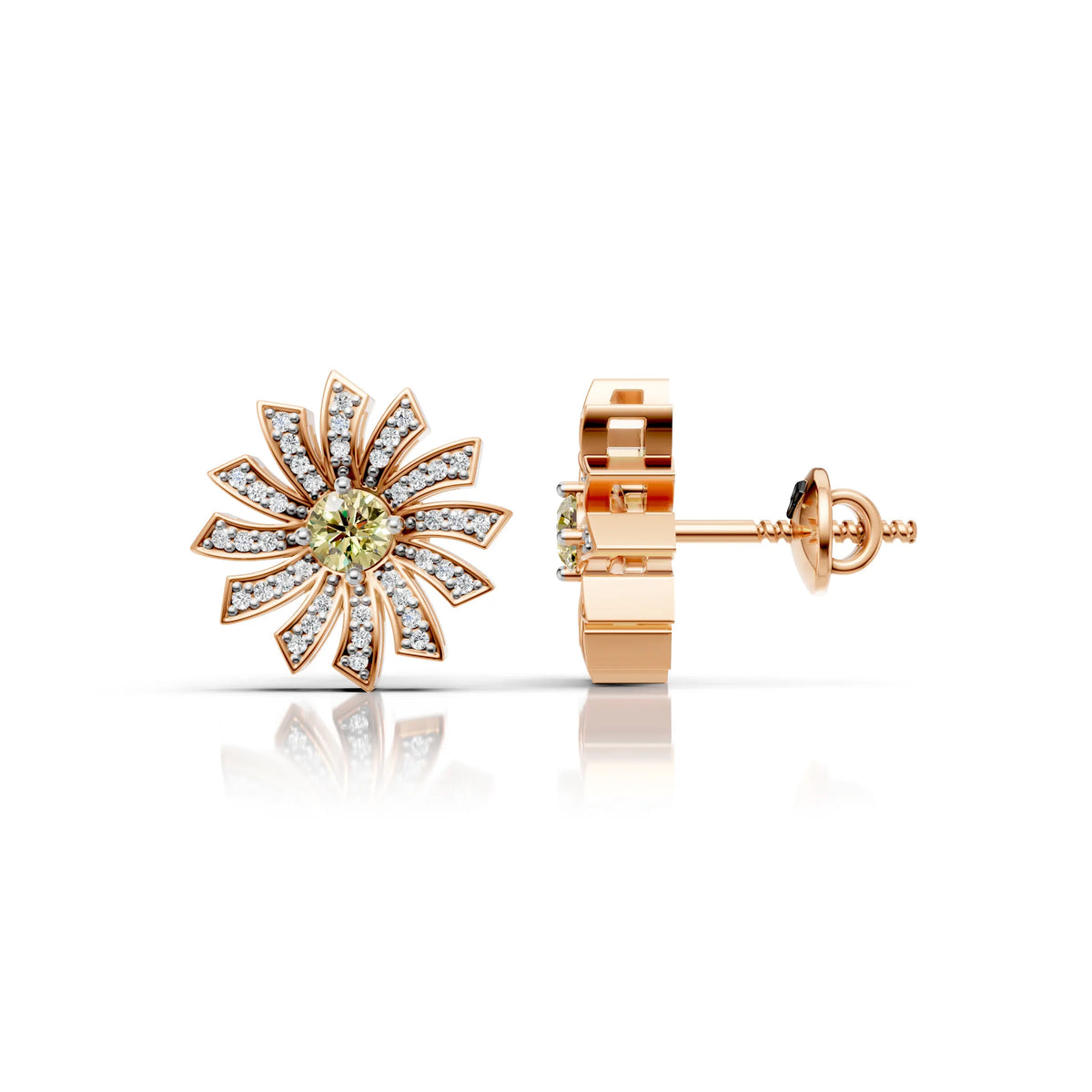 Sunflower Yellow Diamond Earring