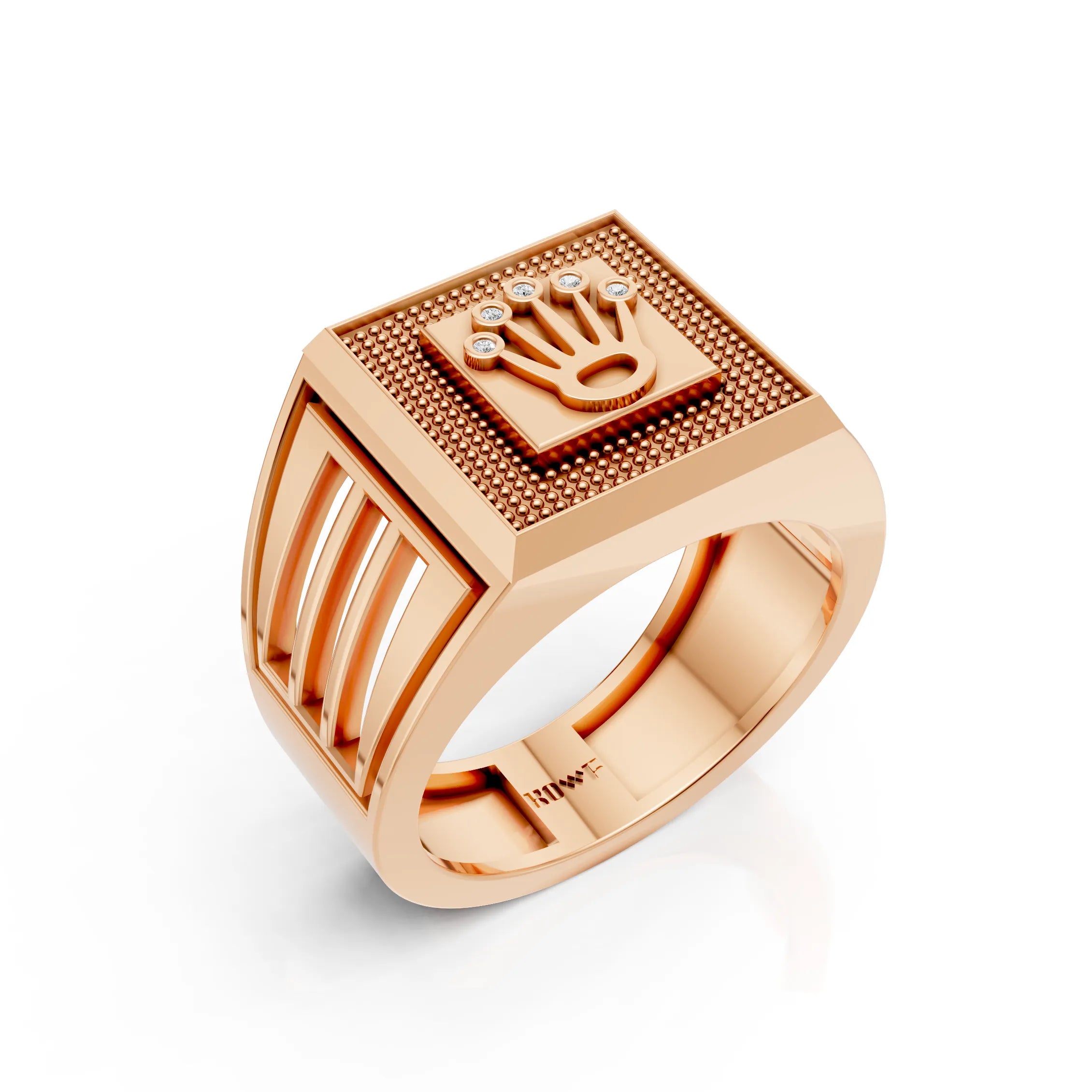 Crown Design Square Ring – Royal Style with a Modern Edge
