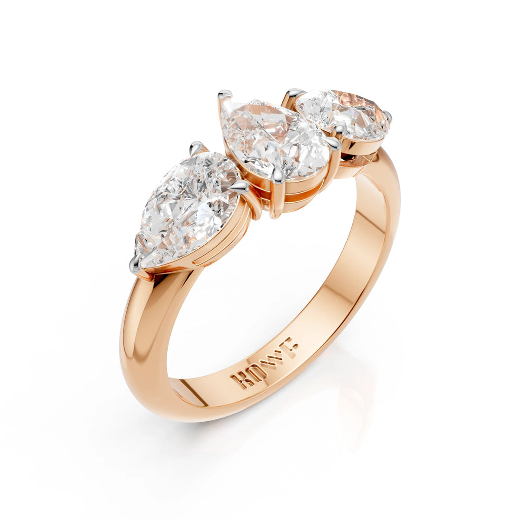 Classic Three Stone Pear Diamond Ring