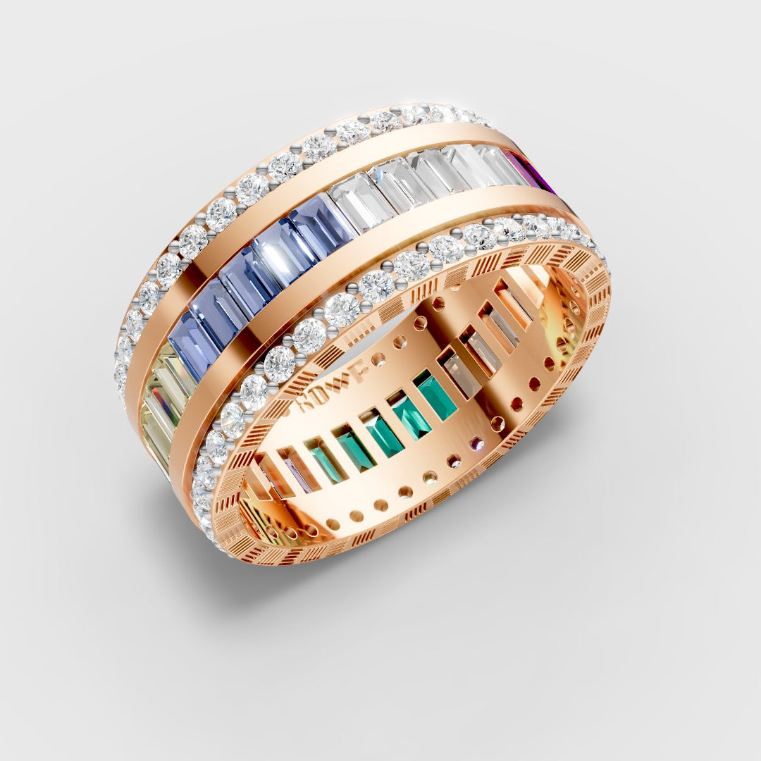 Multi-Color Baguette Eternity Band Ring