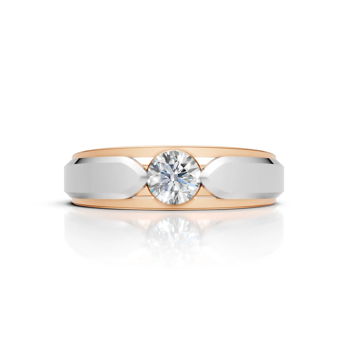 Two-Tone Solitaire Band Ring