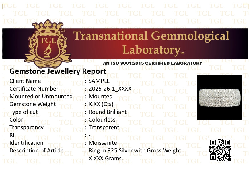 925 Sterling Silver Moissanite Diamond Montubhai's Ring