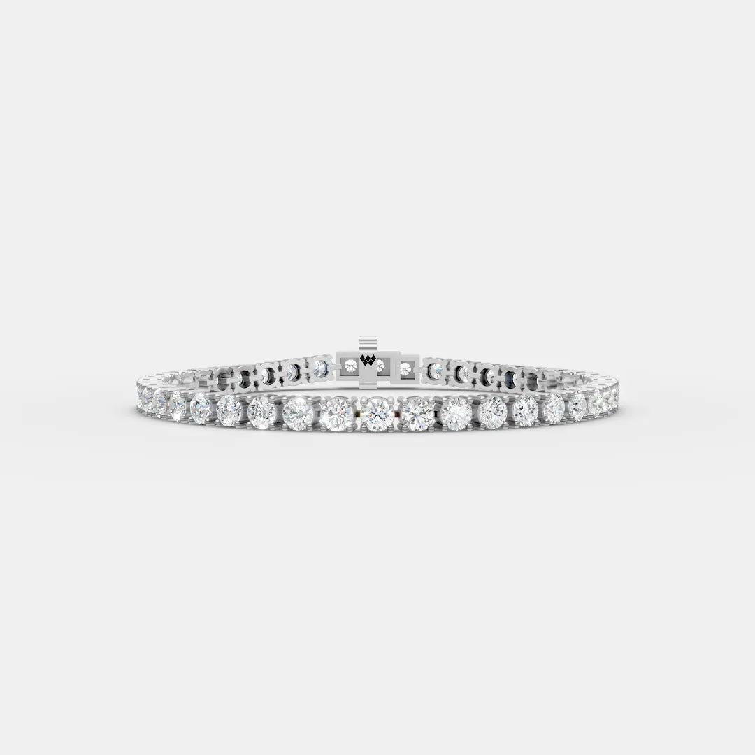4 MM 925 Sterling Silver Round Shaped Moissanite Diamond Tennis Bracelet