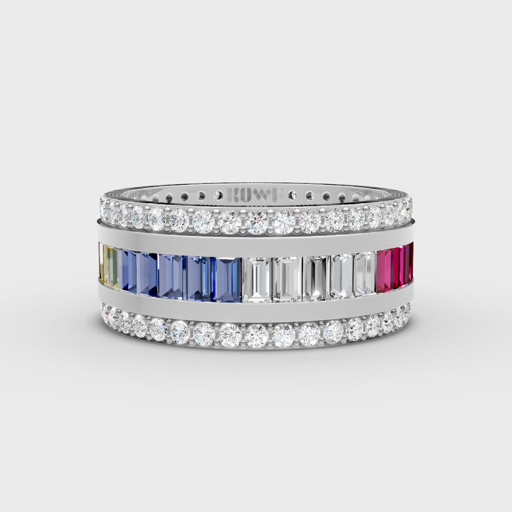 Multi-Color Baguette Eternity Band Ring