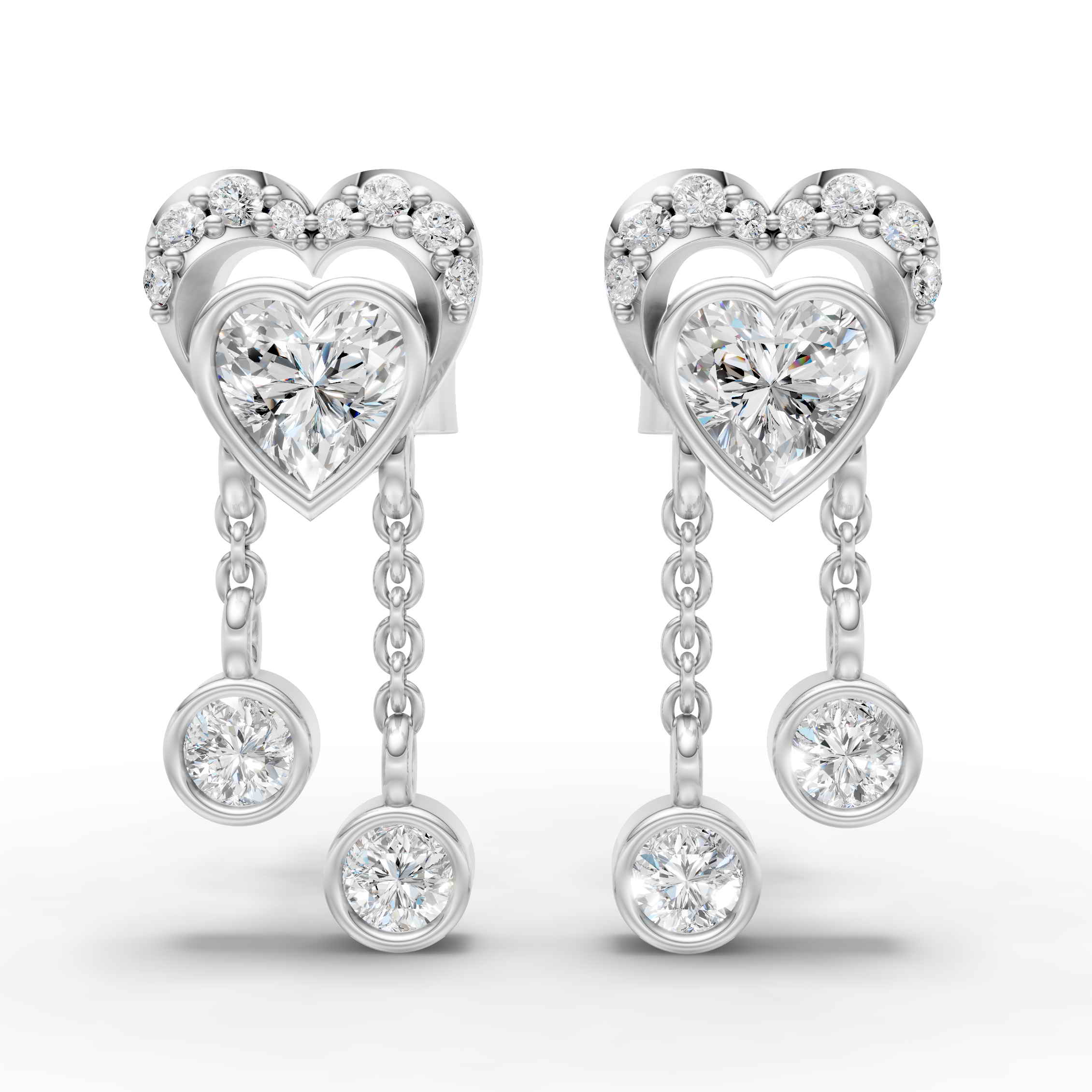 Heart Shaped with Hanging Earring ( 1 Pair )