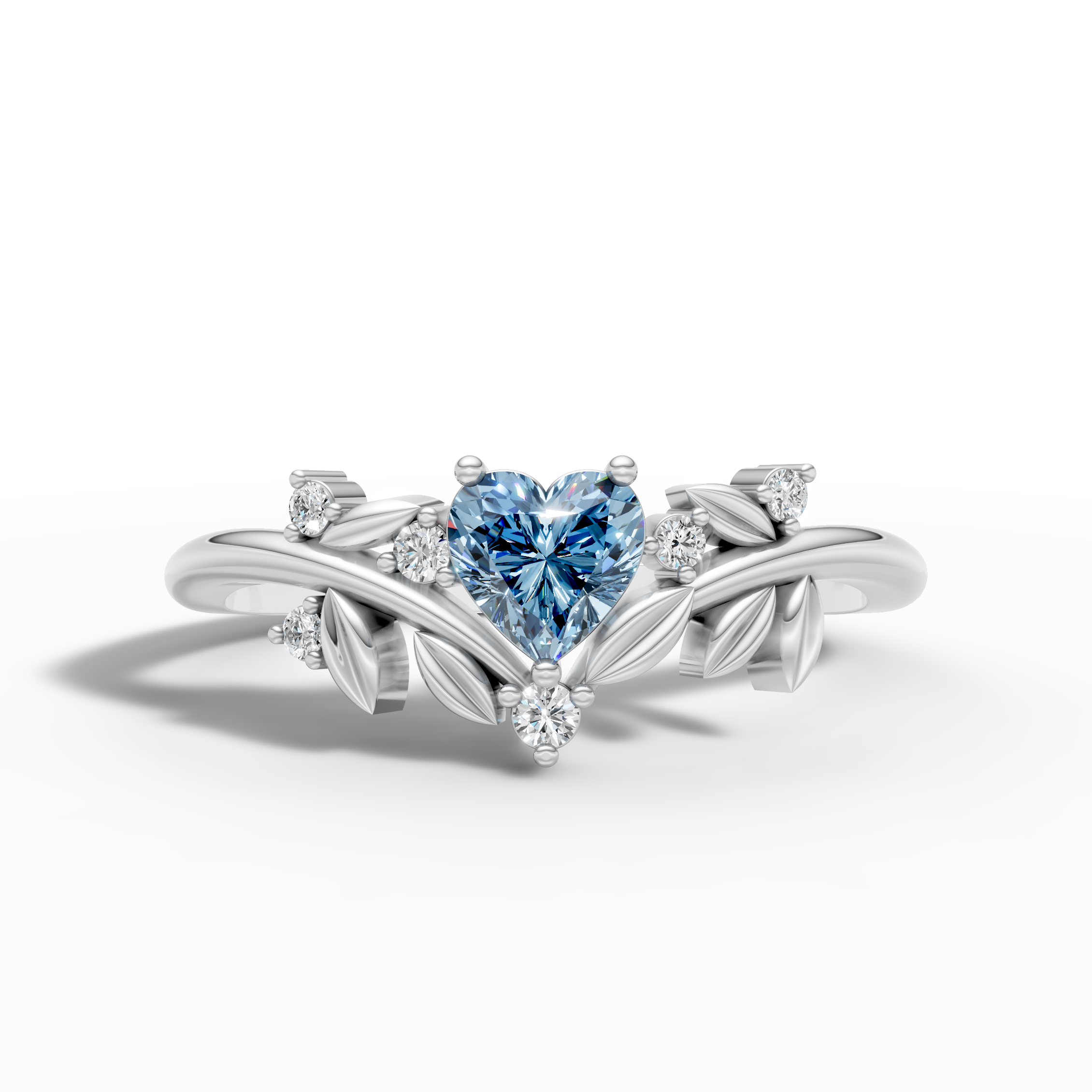Blue Heart Leaf Ring
