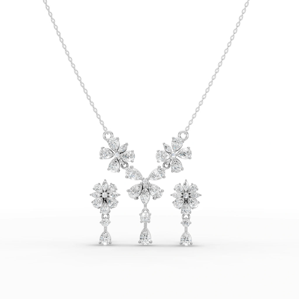 Floral Pear Drop Diamond Necklace