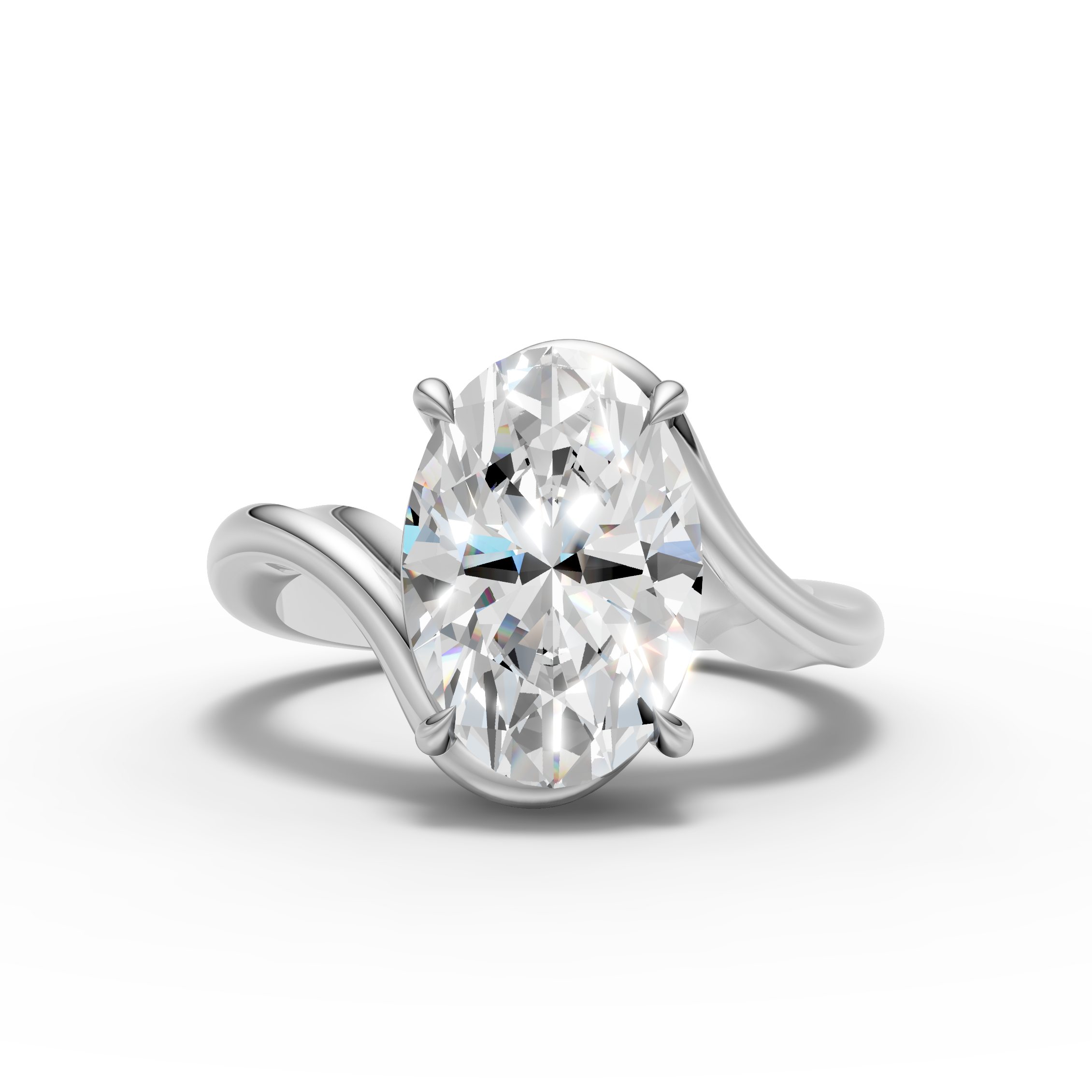 925 Sterling Silver Oval Solitaire Moissanite Diamond Ring