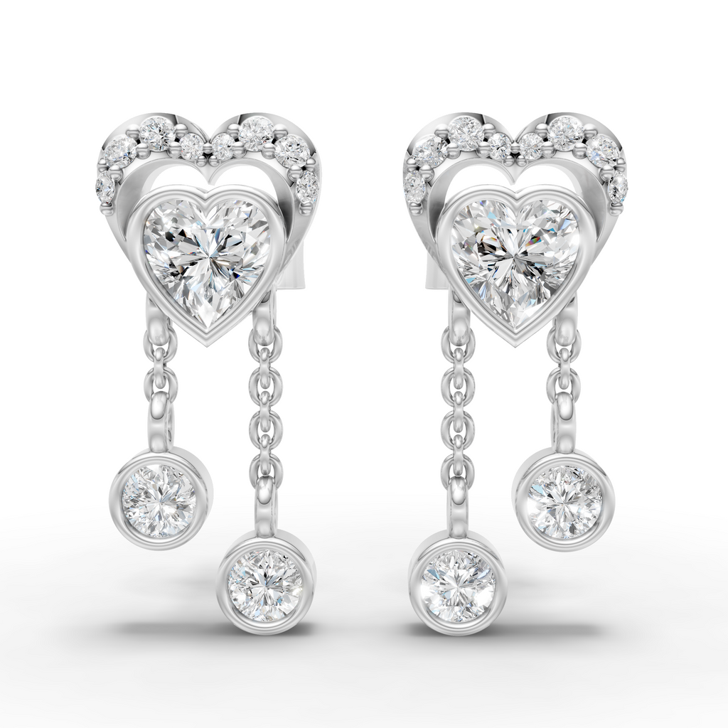 Heart Shaped with Hanging Earring ( 1 Pair )