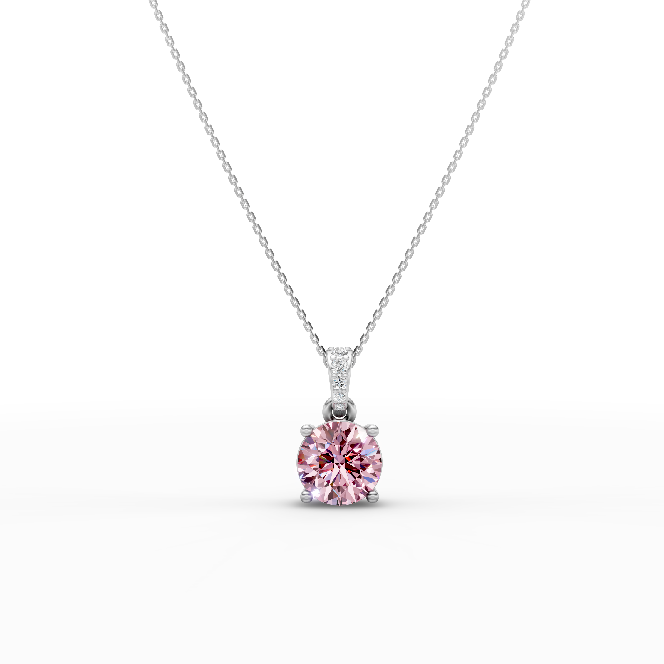 2 CT Pink Portuguese CutPendant With Chain