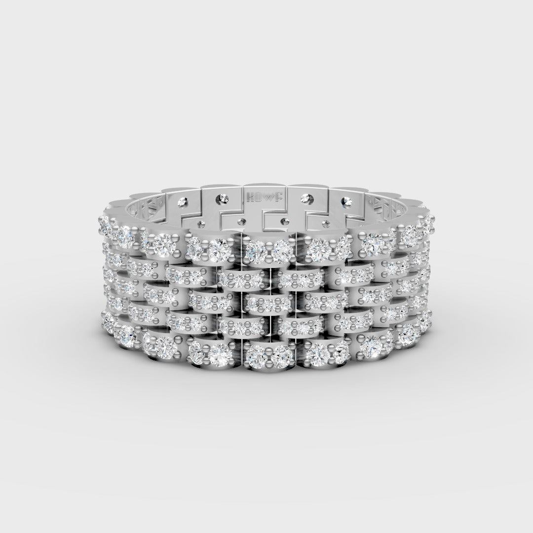 925 Sterling Silver Cluster Band Moissanite Diamond Ring