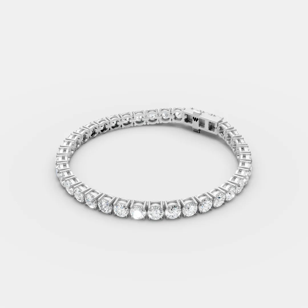 5 MM 925 Sterling Silver Round Shaped Moissanite Diamond Tennis Bracelet