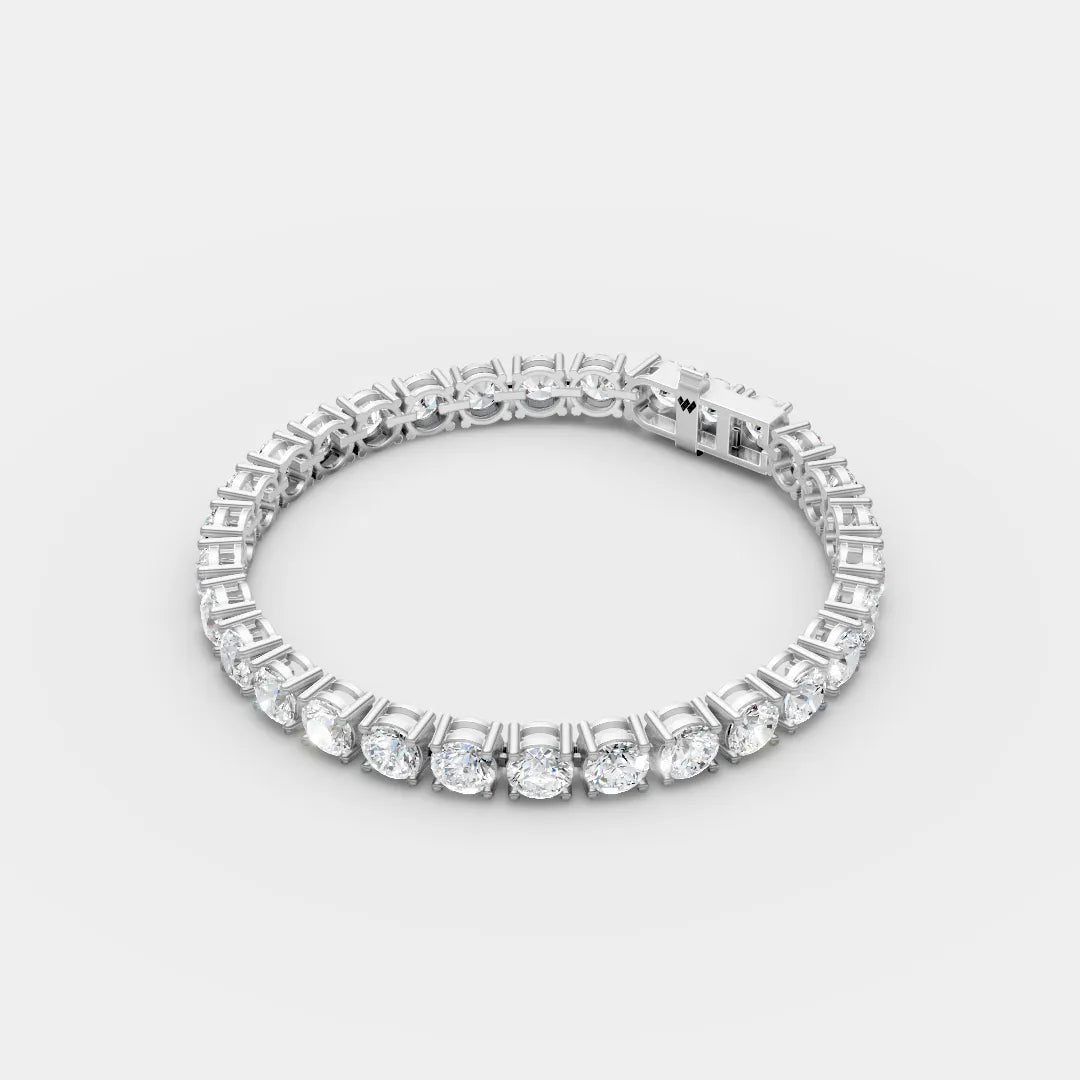 6 MM 925 Sterling Silver Round Shaped Moissanite Diamond Tennis Bracelet
